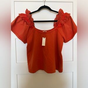 Pilcro Anthropologie NWT red orange tee medium